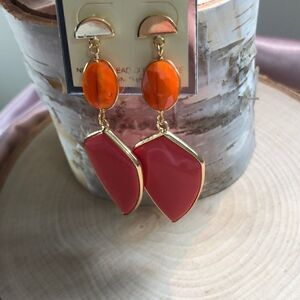New Pannee coral and orange post earrings
